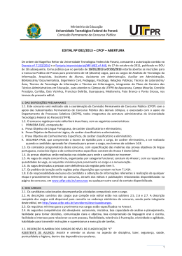EDITAL N&ordm; 002/2013 &ndash; CPCP &ndash; ABERTURA
