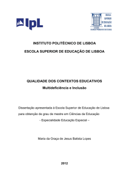 Qualidade dos contextos educativos