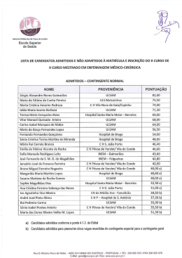 LISTA DE cANDroATos AoMITIDos E NÃo ADMITIDos À