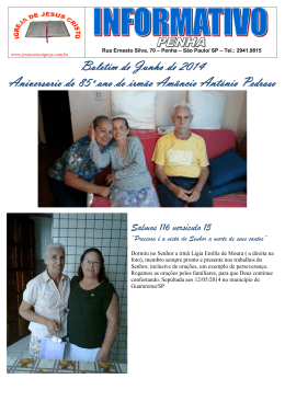 Boletim de Junho de 2014 Aniversario do 85&ordm; ano do irm&atilde;o