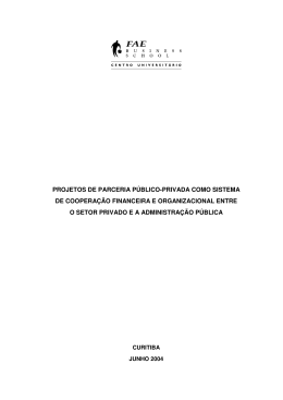 projetos de parceria p&uacute;blico-privada como sistema de coopera&ccedil;&atilde;o
