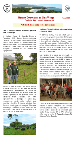 Boletim informativo Março 2013 - Projeto Ambiental GAIA VILLAGE
