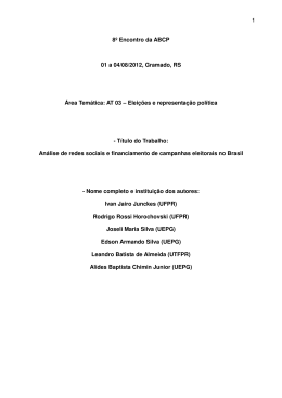1 8&ordm; Encontro da ABCP 01 a 04/08/2012, Gramado, RS &Aacute;rea Tem&aacute;tica