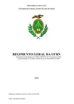REGIMENTO GERAL DA UFRN