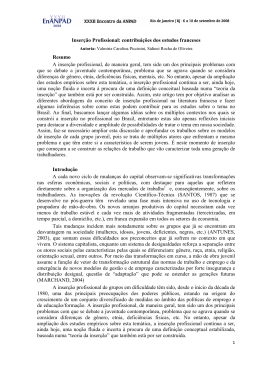 Inser&ccedil;&atilde;o Profissional: contribui&ccedil;&otilde;es dos estudos franceses