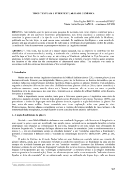 TIPOS TEXTUAIS E INTERTEXTUALIDADE GENÉRICA