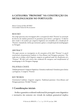 a categoria &ldquo;pronome&rdquo; na constru&ccedil;&atilde;o da metalinguagem