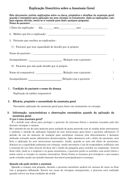 Explica&ccedil;&atilde;o Descritiva sobre a Anestesia Geral