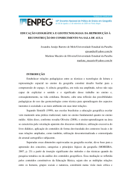 EDUCA&Ccedil;&Atilde;O GEOGR&Aacute;FICA E GEOTECNOLOGIAS: DA