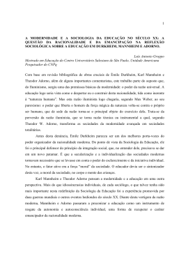 A modernidade e a Sociologia da Educa&ccedil;&atilde;o no s&eacute;culo XX