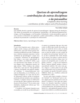 Queixas de aprendizagem &mdash; contribui&ccedil;&otilde;es de outras