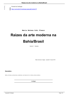 Raizes da arte moderna na Bahia/Brasil