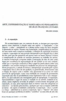 arte, experimenta&ccedil;&atilde;o e vanguarda no pensamento de jean