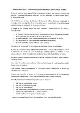 SÍNTESE BIOGRÁFICA E CURRICULAR DO TENENTE GENERAL