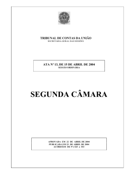 SEGUNDA C&Acirc;MARA - Tribunal de Contas da Uni&atilde;o