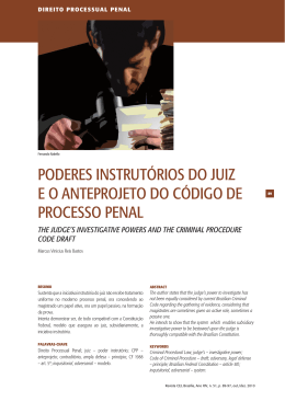 poderes instrut&oacute;rios do juiz e o anteprojeto do c&oacute;digo de processo