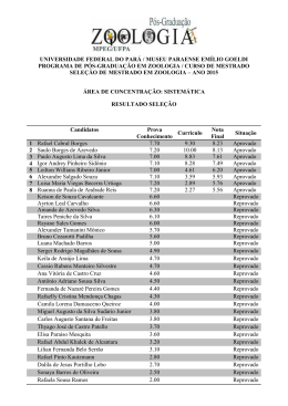 Resultado da Sele&ccedil;&atilde;o de mestrado do PPGZOOL