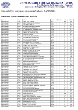 Convocados cadastro de reserva para pré-matrícula