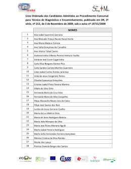 Lista Ordenada dos Candidatos Admitidos ao Procedimento