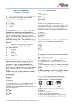 Exercícios de Química Geometria Molecular