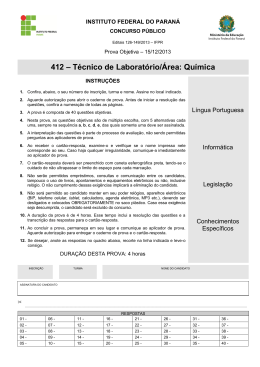 412 &ndash; T&eacute;cnico de Laborat&oacute;rio/&Aacute;rea: Qu&iacute;mica