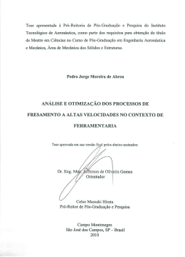 an&aacute;lise e otimiza&ccedil;&atilde;o dos processos de fresamento a - CCM-ITA