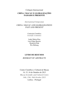 Resumos - Centro Cient&iacute;fico e Cultural de Macau