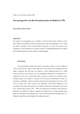 New perspectives on the French presence in Bahia in 1798