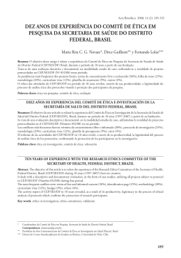 dez anos de experi&ecirc;ncia do comit&ecirc; de &eacute;tica em