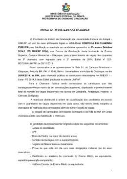 Edital N&ordm; 023-2014 &ndash; PROGRAD &ndash; CONVOCA EM CHAMADA