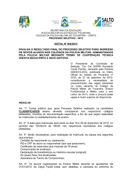 DIVULGA O RESULTADO FINAL DO PROCESSO