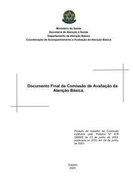 Documento Final da Comissão de Avaliação da Atenção Básica.