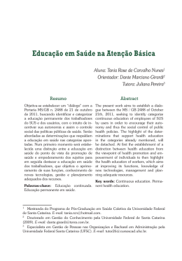 Educa&ccedil;&atilde;o em Sa&uacute;de na Aten&ccedil;&atilde;o B&aacute;sica