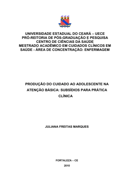 Produ&ccedil;&atilde;o do Cuidado ao adolescente na aten&ccedil;&atilde;o b&aacute;sica