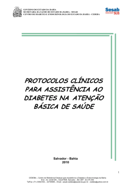protocolos cl&iacute;nicos para assist&ecirc;ncia ao diabetes na aten&ccedil;&atilde;o b&aacute;sica