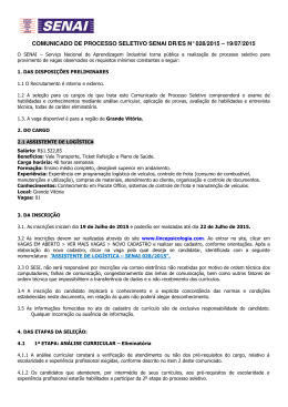 comunicado de processo seletivo senai dr/es n