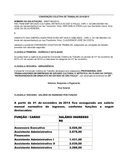 A partir de 01 de novembro de 2014 fica assegurado um sal&aacute;rio