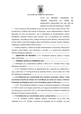 ACTA DA REUNI&Atilde;O ORDIN&Aacute;RIA - Munic&iacute;pio de Torre de Moncorvo