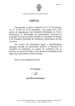 EDITAL - Câmara Municipal de Évora