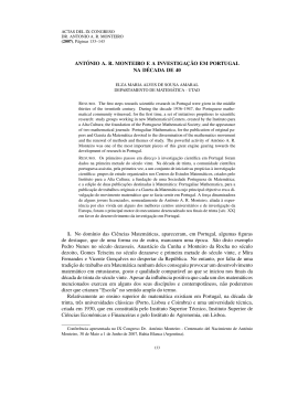 Ant&oacute;nio A. R. Monteiro e a investiga&ccedil;&atilde;o em Portugal na d&eacute;cada de 40