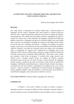 a literatura infantil como recurso para aquisi&ccedil;&atilde;o de