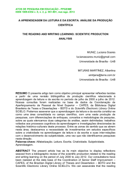 A APRENDIZAGEM DA LEITURA E DA ESCRITA: ANÁLISE