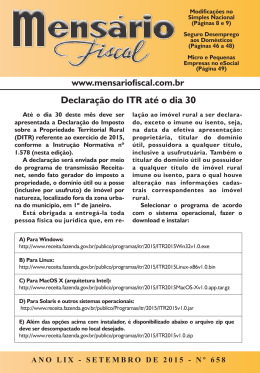 Declaração do ITR até o dia 30