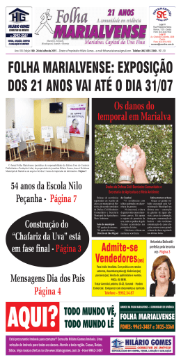 FOLHA MARIALVENSE: EXPOSIÇÃO DOS 21 ANOS VAI ATÉ O DIA