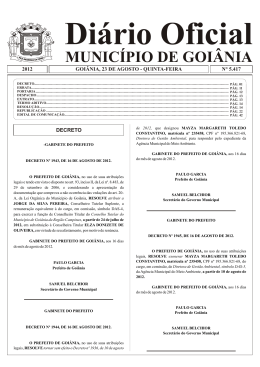 Diário Oficial MUNICÍPIO DE GOIÂNIA
