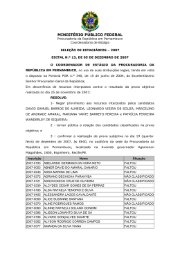 Edital n.&ordm; 13-2007 (resultado prova objetiva