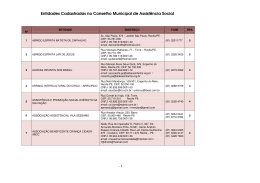 Entidades Cadastradas no Conselho Municipal de Assist&ecirc;ncia Social