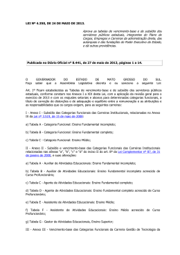 Aprova as tabelas de vencimento-base e de subs&iacute;dio dos