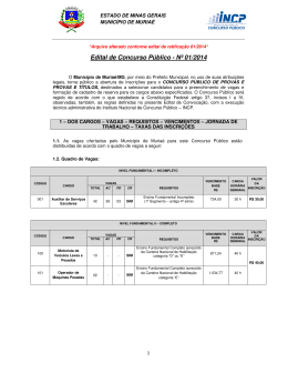 Edital de Concurso P&uacute;blico - N&ordm; 01/2014