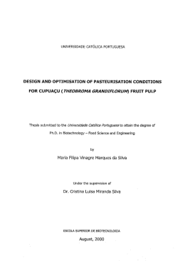 DESIGN AND OPTIMISATION OF PASTEURISATION CONDITIONS